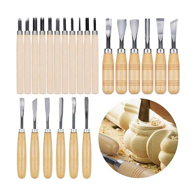 DIY Wood Carving Tools Kit with Canvas Case Gouges and Woodworking Chisel Tool Set