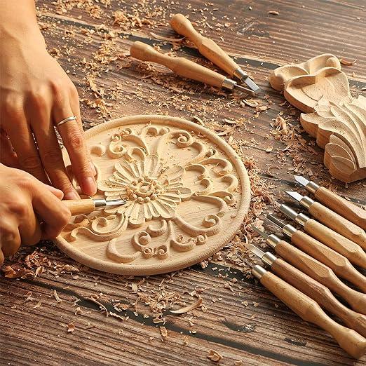 DIY Wood Carving Tools Kit with Canvas Case Gouges and Woodworking Chisel Tool Set