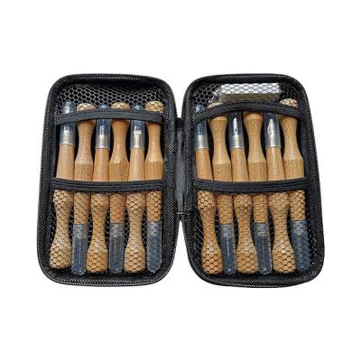 China DIY Wood Carving Tools Kit with Canvas Case Gouges and Woodworking Chisel Tool Set for sale