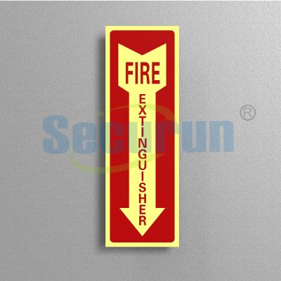China Rectangle Aluminum Safety Photoluminescent Fire Extinguisher Sign Glow In The Dark for sale