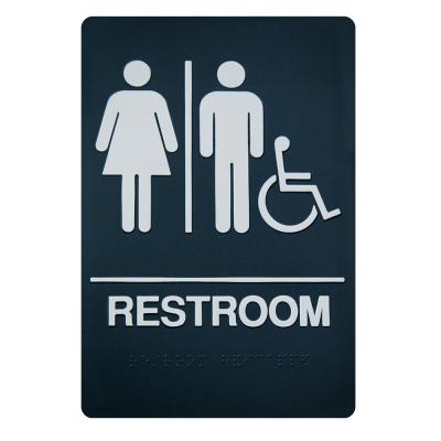 Chine Signe unisexe adhésif de symbole de toilettes de Braille pour la salle de bains à vendre