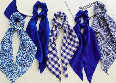 China influencers pure Blue square scarf satin fabric streamer hair band cross border ladies hair tie headstring accessories for sale