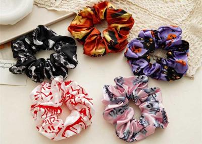 China Halloween festival satin printed scrunchies headdress women's headstring elastic band hair accessories OEM logo for sale