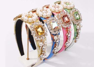 China hyperbole fashion new fabric crystal diamond headbands pearl hoops hair Yiwu accessories for sale