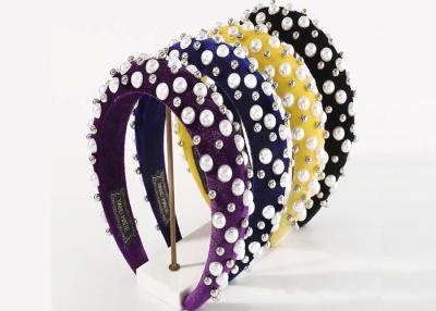China Flannelette high cranial girls fabric headbands sticky bead headband Yiwu hair accessories for sale
