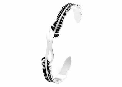 China Fashion feather titanium steel bracelet female C-shaped open stainless steel jewelry cross-border gift wholesale for sale