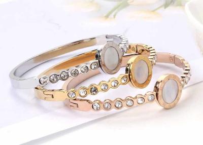 China Stainless steel Roman character bracelet titanium steel buckle 18K gold shell crystal inset zircon  jewelry wholesale for sale