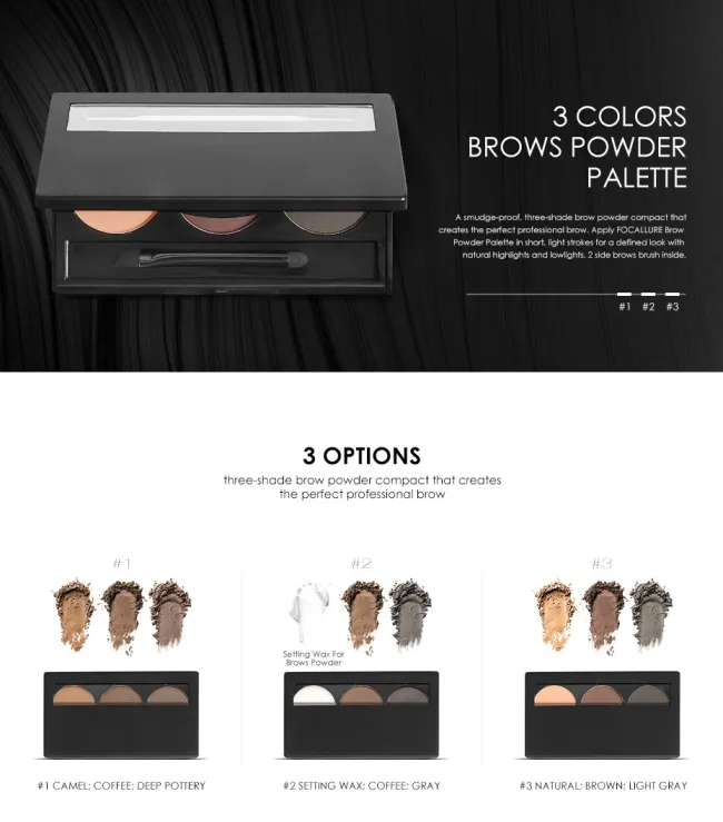 Long Lasting Cosmetics Makeup 3 Color Makeup Eyebrow Powder