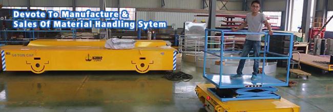 hydraulic scissor electric lifting rail transfer car for material handling