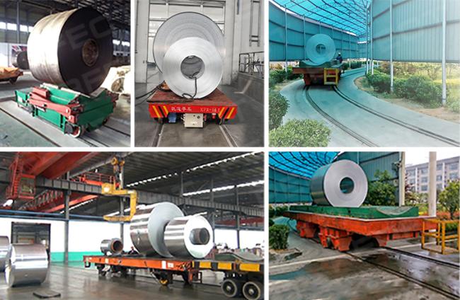 Heavy Duty hydraulic lifting Electric Rail Coil Transfer Trolley for factory Aluminum Steel Pipe and coils transport