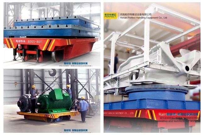 6 ton Carbon steel Rail Guided Electric Flat Transfer Cart for Factory Cargo Transportation