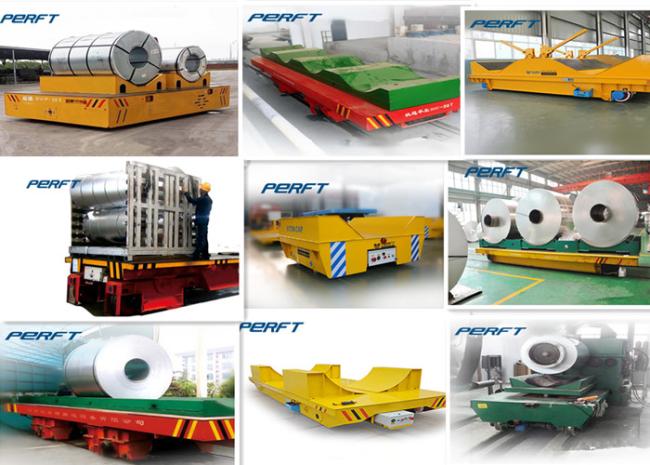 heavy industry use steel coil electric railway flat vehicle with rail powered trolley