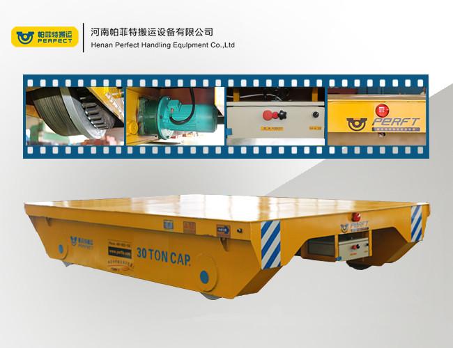 heavy industry use steel coil electric railway flat vehicle with rail powered trolley