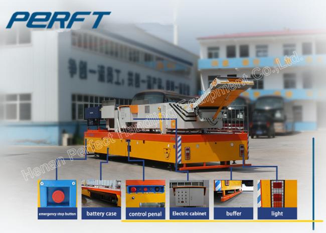 Rated Load(T) 5 10 15 20 30 40 50 Ground Clearance(mm) 50 50 50 50 50 50 50 Wheel Base(mm) 1500 1500 1500 1700 1700 1800 1800 Turnning Radius(mm) 2501 3101 3401 3901 4301 4801 5201 Axles Distance(mm) 2500 3100 3400 3900 4300 4800 5200 Motor Power(Kw) 3.5 5 6 7 10 12 15 Running Speed(m/min) 0-15 0-15 0-15 0-15 0-15 0-12 0-12 Cart Weight(t) 4.3 5.3 6.6 7.9 8.8 10 10.5 Impacted Rated Load(t) 7.5 15 22.5 30 45 60 75 Battery Capacity(Ah) 180 160 180 180 250 300 330 Battery Voltage(v) 36 48 48 48 48 48 48 Wheel Quantity 4 4 4 4 44 4 4 Ground Requirement Cement Floor Cement Floor Cement Floor Cement Floor Cement Floor Cement Floor Cement Floor