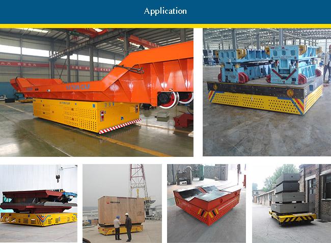 Rated Load(T) 5 10 15 20 30 40 50 Ground Clearance(mm) 50 50 50 50 50 50 50 Wheel Base(mm) 1500 1500 1500 1700 1700 1800 1800 Turnning Radius(mm) 2501 3101 3401 3901 4301 4801 5201 Axles Distance(mm) 2500 3100 3400 3900 4300 4800 5200 Motor Power(Kw) 3.5 5 6 7 10 12 15 Running Speed(m/min) 0-15 0-15 0-15 0-15 0-15 0-12 0-12 Cart Weight(t) 4.3 5.3 6.6 7.9 8.8 10 10.5 Impacted Rated Load(t) 7.5 15 22.5 30 45 60 75 Battery Capacity(Ah) 180 160 180 180 250 300 330 Battery Voltage(v) 36 48 48 48 48 48 48 Wheel Quantity 4 4 4 4 44 4 4 Ground Requirement Cement Floor Cement Floor Cement Floor Cement Floor Cement Floor Cement Floor Cement Floor