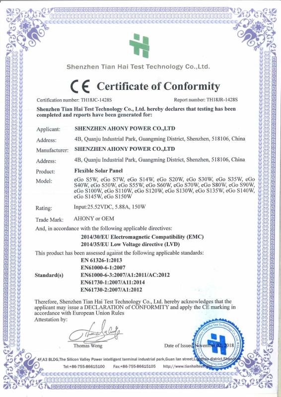 CE - Shenzhen Ahony Power Co., Ltd.