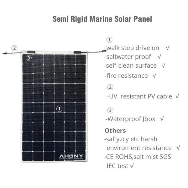 Quality Sunpower Marine 240 Watt Solar Panel Waterproof Rigid Monocrystalline Solar for sale