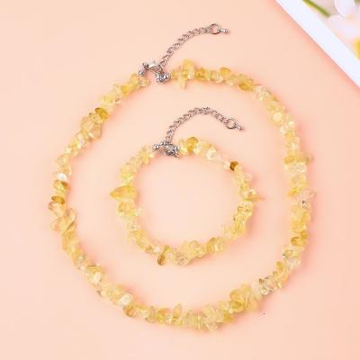 China Handmade Adjustable Chips Gravel Stone Bracelet Necklace Set Irregular Crystal Healing Energy Jewelry Kit for sale