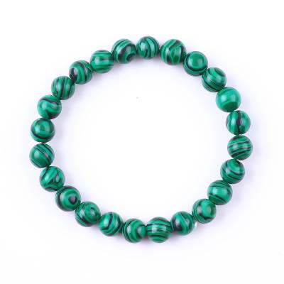 China Elastic Natural Green Malachite Anti Anxiety Healing Bead Bracelet for sale
