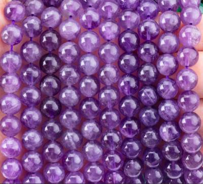 China Piedra púrpura redonda semipreciosa de 6 mm Ametista Perlas de piedra preciosa en venta