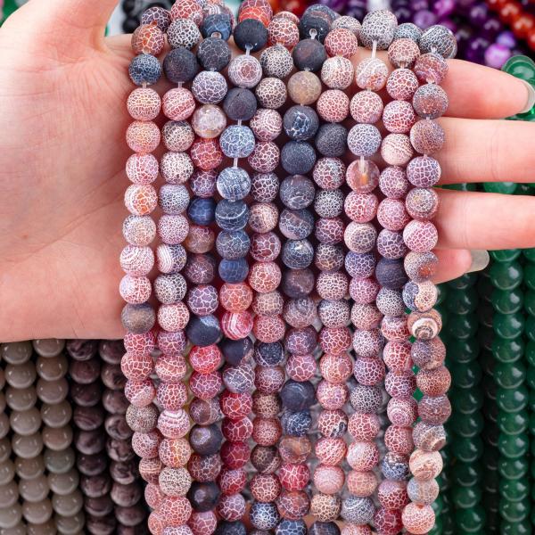 Quality Dream Weathered Agate Loose Bead Strands Semi Precious Stone Matt Frosted for sale