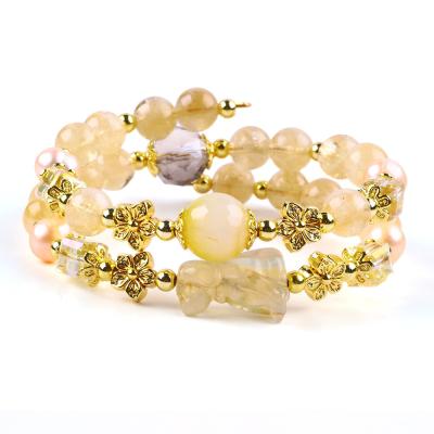 China 8MM Bead Yellow Citrine Crystal Bracelet With Dog Carving for sale