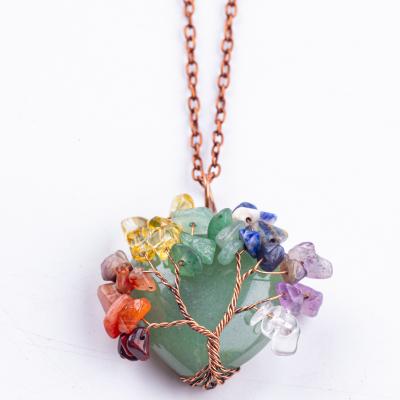 China Unisex Green Aventurine Chakra Healing Crystal Necklace Chakra Stone Pendant for sale