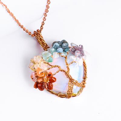 China Rose Gold Healing Crystal Stone 7 Chakra Tree Of Life Pendant for sale