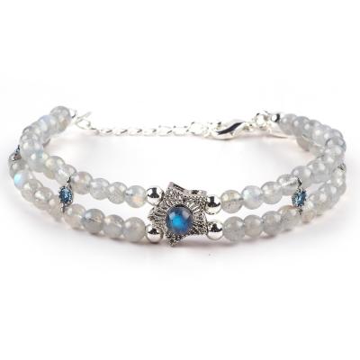Chine Bracelet à perles en pierre précieuse fait à la main Bracelet en pierre de labradorite naturelle Bracelet à charmes réglables Bracelet pour les fêtes à vendre