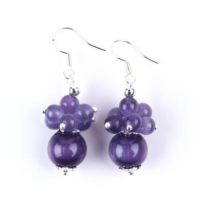 中国 8MM 紫猫目 手作り DIY 数珠 ダンゲル 花の耳飾り ユニークなデザイン 耳飾り 日常着用 販売のため