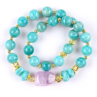 Chine 11MM 14MM Tianhe pierre Améthyste cristal pierre précieuse perles bracelets 2 couche à vendre