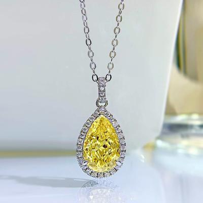 China Yellow Gemstone Decor Water Drop Pendant Necklace Fashion Zircon Jewelry for sale