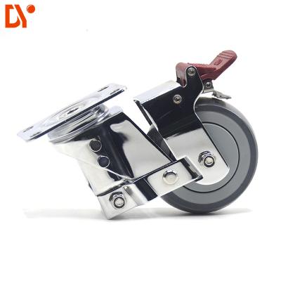 China Shock Absorption Industrial 3 Inch Caster Wheels Chromium Plating Swivel Lock for sale
