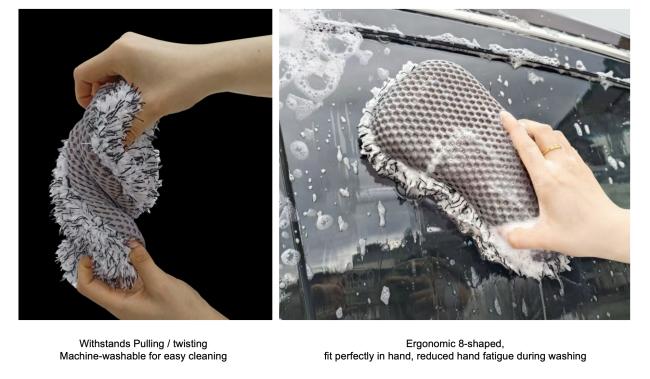 8-shaped car detailing sponge in use
