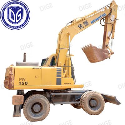 China Komatsu PC150W 15 Ton Used Wheel Excavator Hydraulic Driving for sale