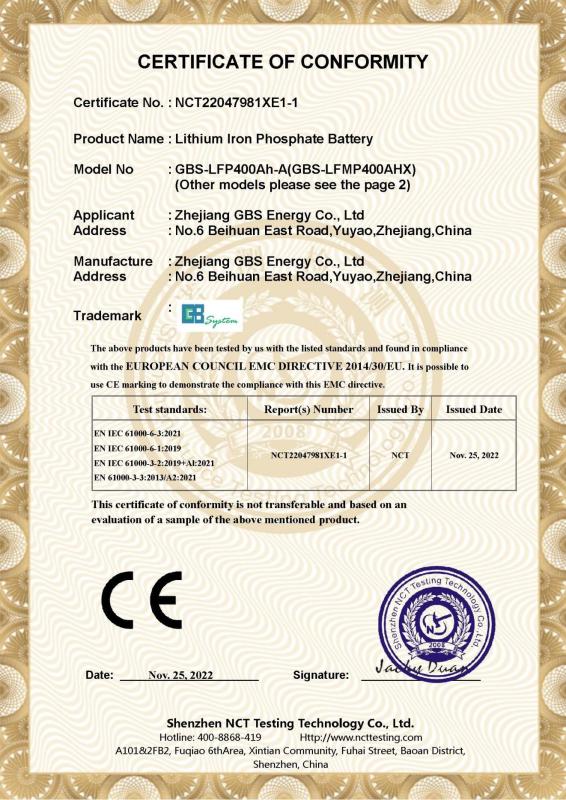 CE - Zhejiang GBS Energy Co., Ltd.