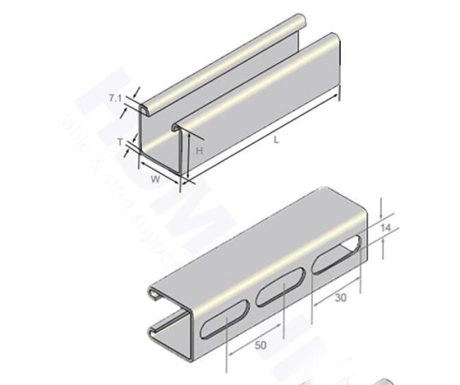 OEM Support Powerful Steel Strut System Hot Dip Galvanized Slotted Unistrut Channel