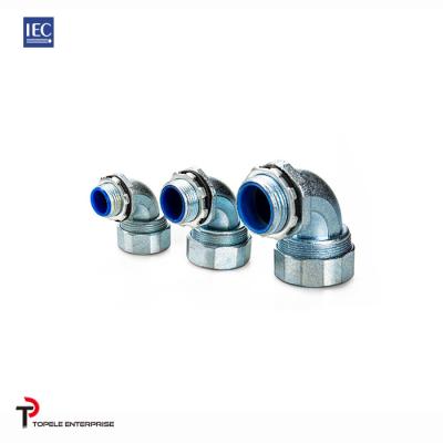 China Liquid Tight Quincunx Head Zinc 90 Degree Angle Connector IEC Standard for sale