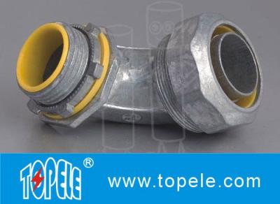China Blue / Yellow Zinc Die Cast Flexible Liquid Tight Conduit Connector Fittings 90 Degree for sale