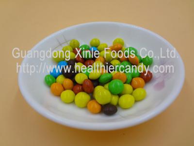 China Good Taste Crispy Chocolate Cacao Beans Yellow / Red / Blue Colour Jelly Candy for sale