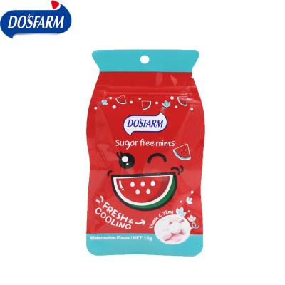 China Double Color Shape Sugar Free candy Vitmain C Fresh Cooling Watermelon Flavor Bag Packing After Dinner Mints for sale