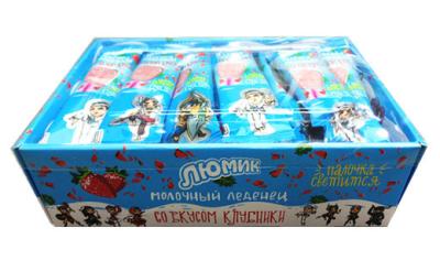 China Cow Shape Milk Lollipop Stawberry And Milk Flavor Lollipop Candy With Fluorescent Sticks for sale