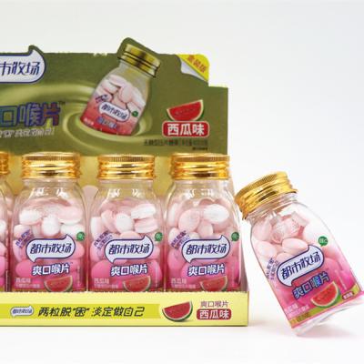 China Golden Cap Bottle 40 grams Big Capacity Hard Candy Watermelon Flavor Healthy Hard Candy Mint Candies for sale