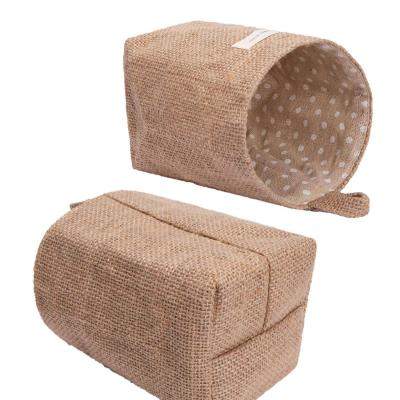 China 4 Pack Wall Hanging Storage Bags Cotton Linen Storage Basket Foldable Family for sale
