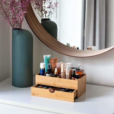 China Cosmetic Removable Dividers Wooden Makeup Organizer Waterproof With Drawer for sale