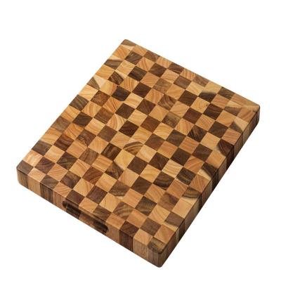 China Tabla de cortar de bambú echada a un lado doble de Block And Wood del carnicero que empalma los 40x40x3cm en venta