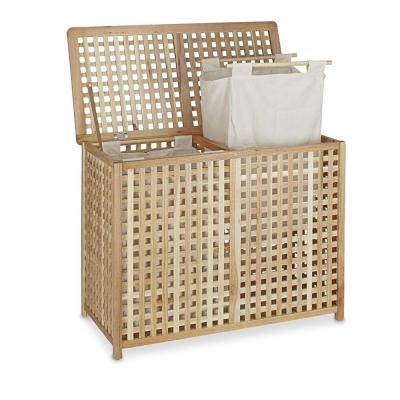 China Bamboo Folding Dirty Clothes Basket Laundry Shelf Hamper With Lids for sale