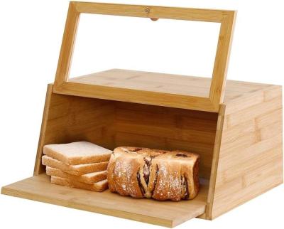 China Cajas de almacenamiento de alimentos de madera de bambú Cuadro de contenedores de pan con tabla de corte en venta