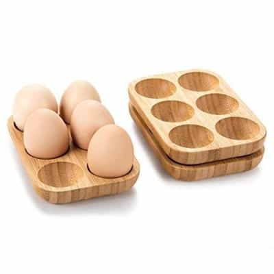 China Set de bandeja de huevos de madera de bambú con 6 agujeros en venta