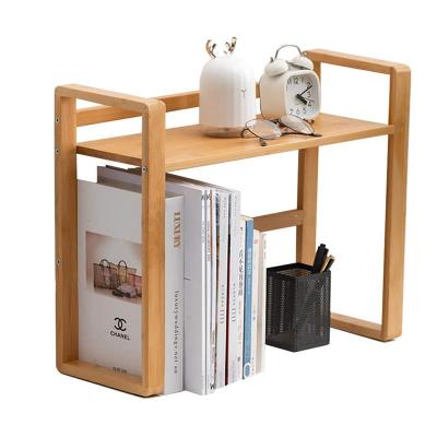 China Compact Bamboo Desktop Bookshelf Desk Organizer Shelf And Display Rack With Book Ends for sale